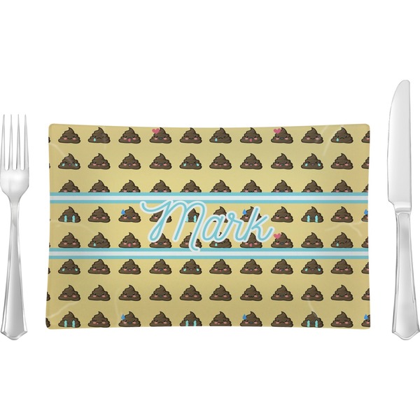 Custom Poop Emoji Rectangular Glass Lunch / Dinner Plate - Single or Set (Personalized)
