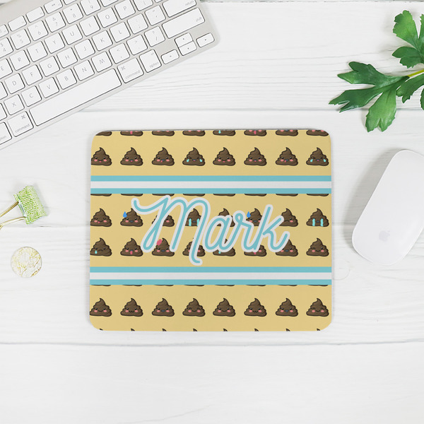 Poop Emoji Rectangular Mouse Pad - LIFESTYLE 2