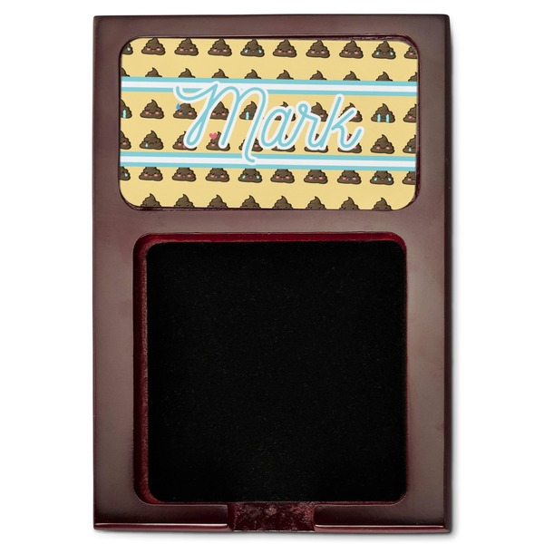 Poop Emoji Red Mahogany Sticky Note Holder - Flat