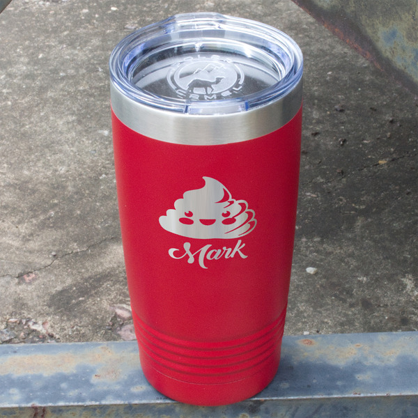 Poop Emoji Red Polar Camel Tumbler - 20oz - Angled