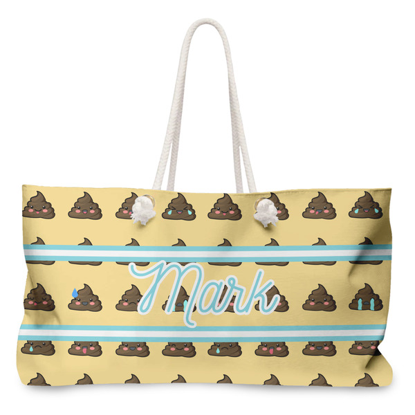 Custom Poop Emoji Large Tote Bag with Rope Handles (Personalized)
