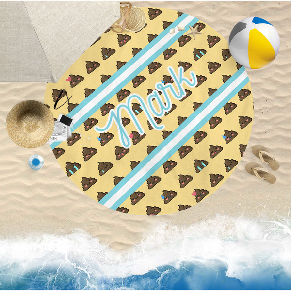 Poop Emoji Round Beach Towel Lifestyle