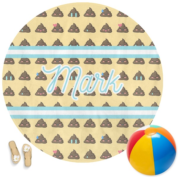 Custom Poop Emoji Round Beach Towel (Personalized)