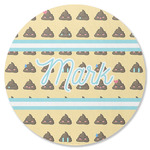 Poop Emoji Round Rubber Backed Coaster (Personalized)