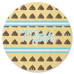 Poop Emoji Round Rubber Backed Coaster (Personalized)