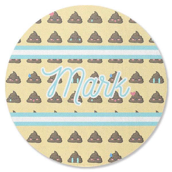 Custom Poop Emoji Round Rubber Backed Coaster (Personalized)