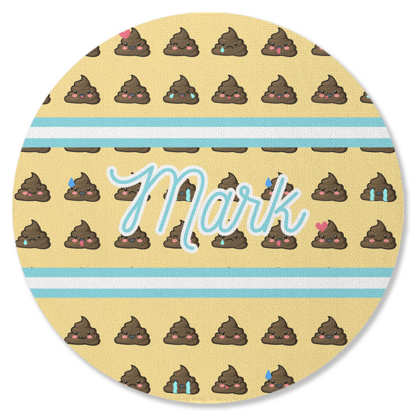 Custom Poop Emoji Round Rubber Backed Coaster (Personalized)