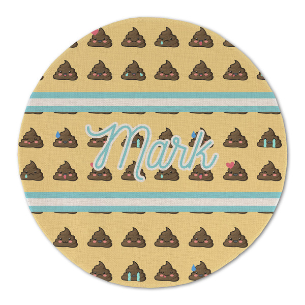Poop Emoji Round Linen Placemats - FRONT (Double Sided)