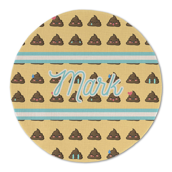 Custom Poop Emoji Round Linen Placemat - Single Sided (Personalized)