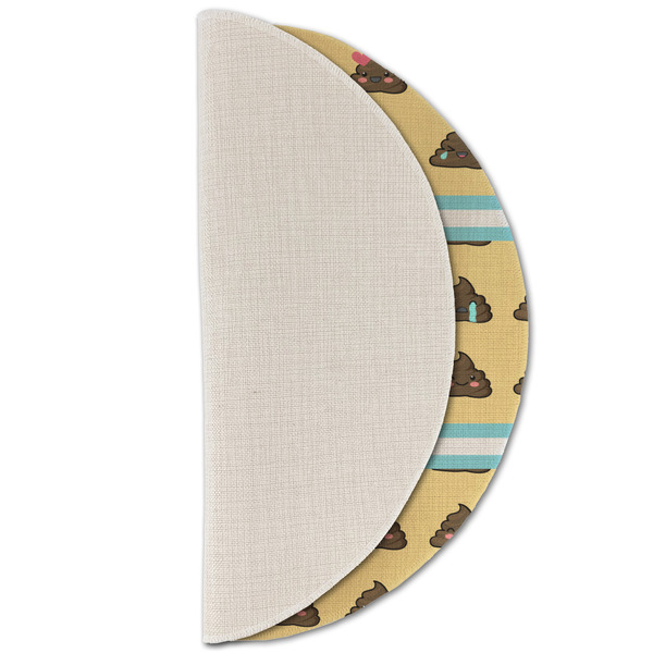 Poop Emoji Round Linen Placemats - HALF FOLDED (single sided)