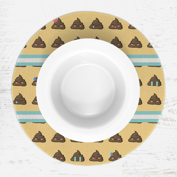 Poop Emoji Round Linen Placemats - LIFESTYLE (single)