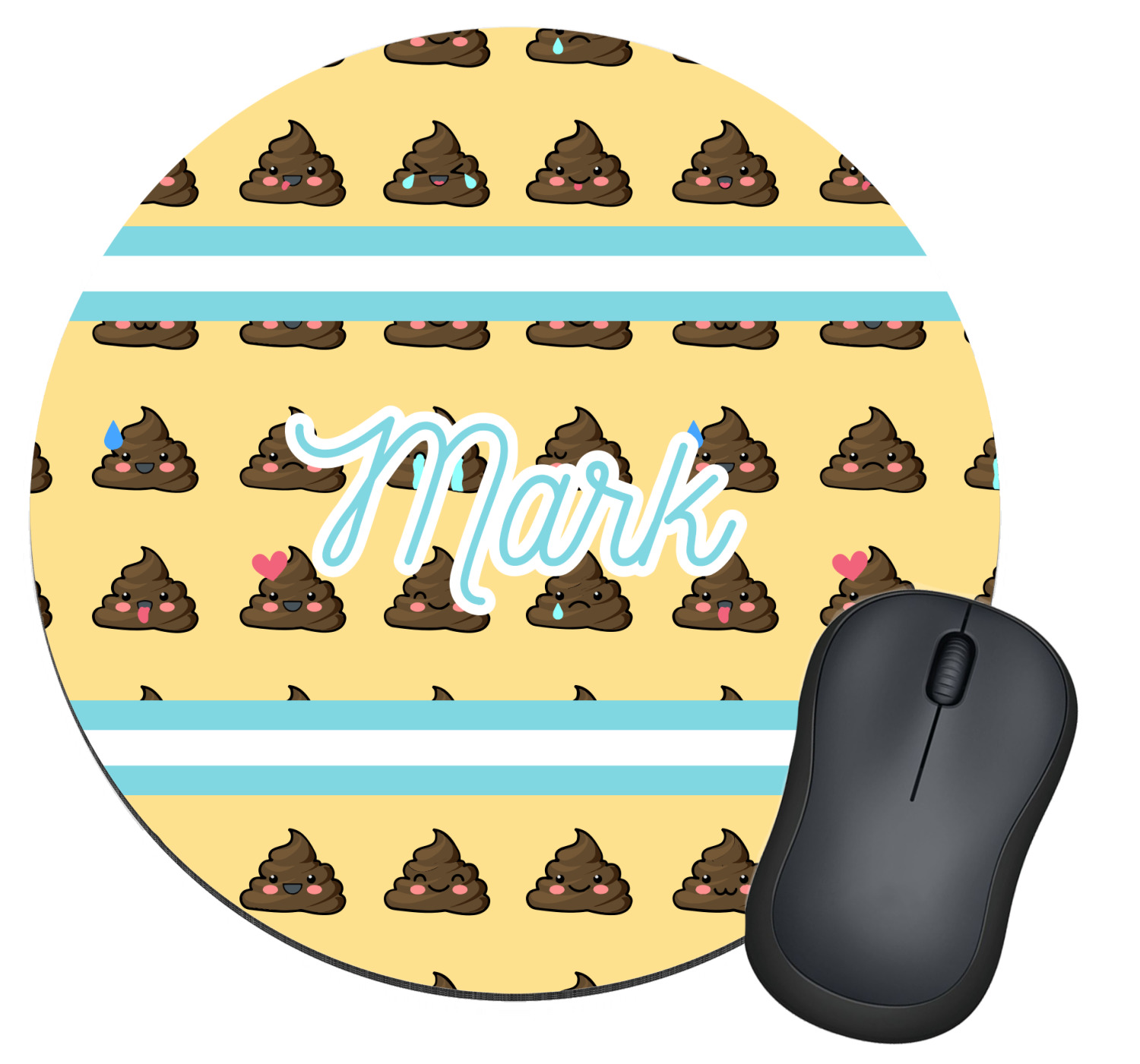 Poop Emoji Round Mouse Pad (Personalized) YouCustomizeIt
