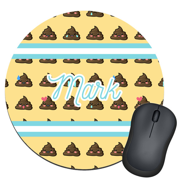 Custom Poop Emoji Round Mouse Pad (Personalized)