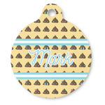 Poop Emoji Round Pet ID Tag - Large (Personalized)