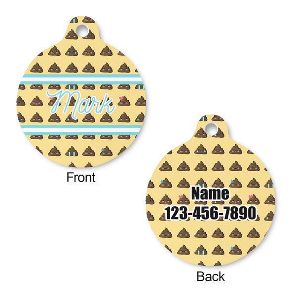 Poop Emoji Round Pet Tag - Front & Back