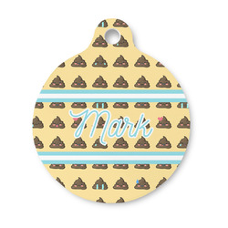 Poop Emoji Round Pet ID Tag - Small (Personalized)