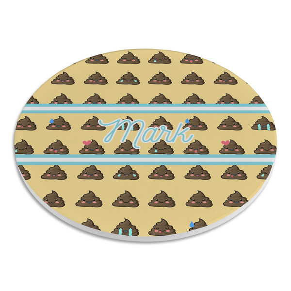 Poop Emoji Round Stone Trivet - Angle View
