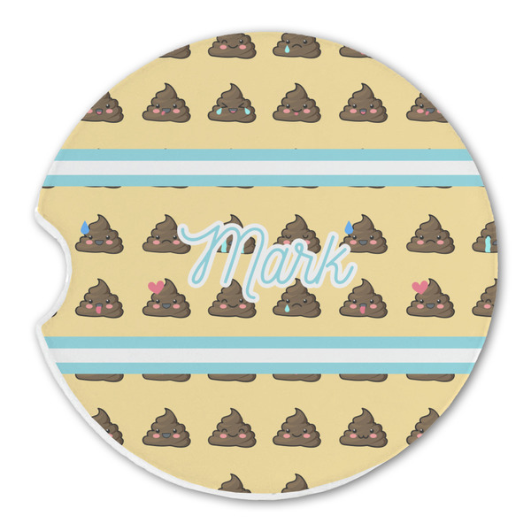 Custom Poop Emoji Sandstone Car Coaster - Single (Personalized)