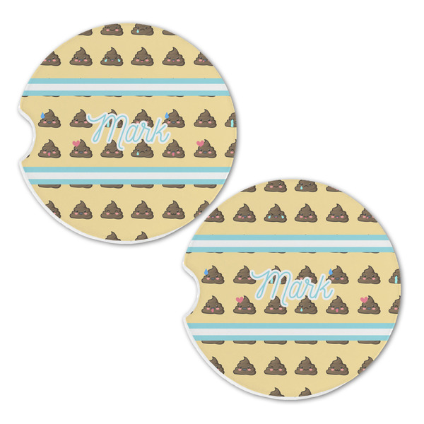 Poop Emoji Sandstone Car Coasters - Set of 2