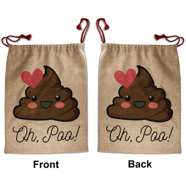Custom Poop Emoji Santa Sack - Front & Back (Personalized)