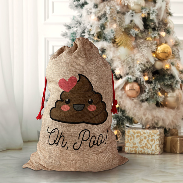 Poop Emoji Santa Bag - Front (stuffed)