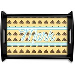 Poop Emoji Black Wooden Tray - Small (Personalized)