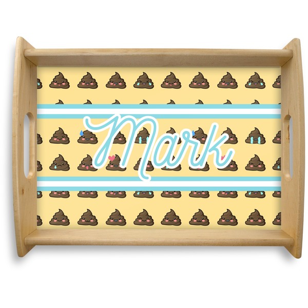 Custom Poop Emoji Natural Wooden Tray - Large (Personalized)
