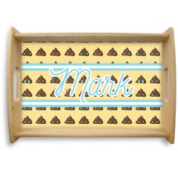 Poop Emoji Natural Wooden Tray - Small (Personalized)