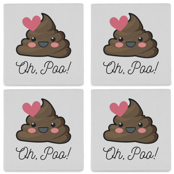 Poop Emoji Set of 4 Sandstone Coasters - See All 4 View