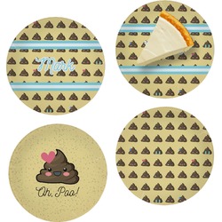 Poop Emoji Set of 4 Glass Appetizer / Dessert Plate 8" (Personalized)