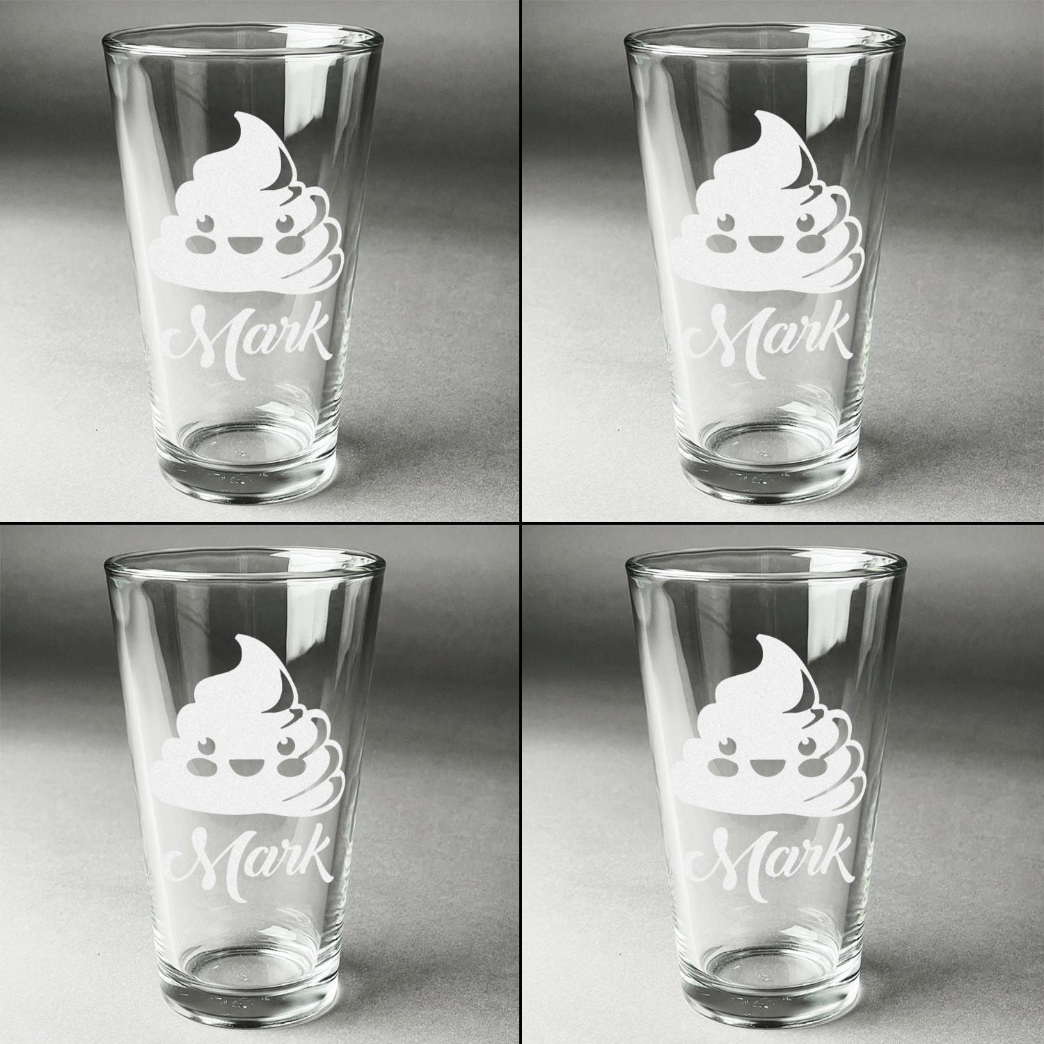 Poop Emoji Beer Glasses (Set of 4) (Personalized) YouCustomizeIt