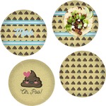 Poop Emoji Set of 4 Glass Lunch / Dinner Plate 10" (Personalized)
