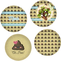 Poop Emoji Set of 4 Glass Lunch / Dinner Plate 10" (Personalized)