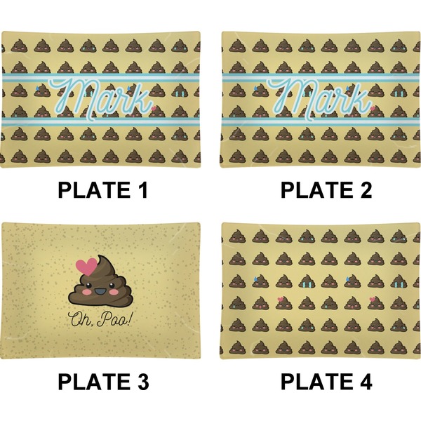 Poop Emoji Set of Rectangular Appetizer / Dessert Plates (Approval)