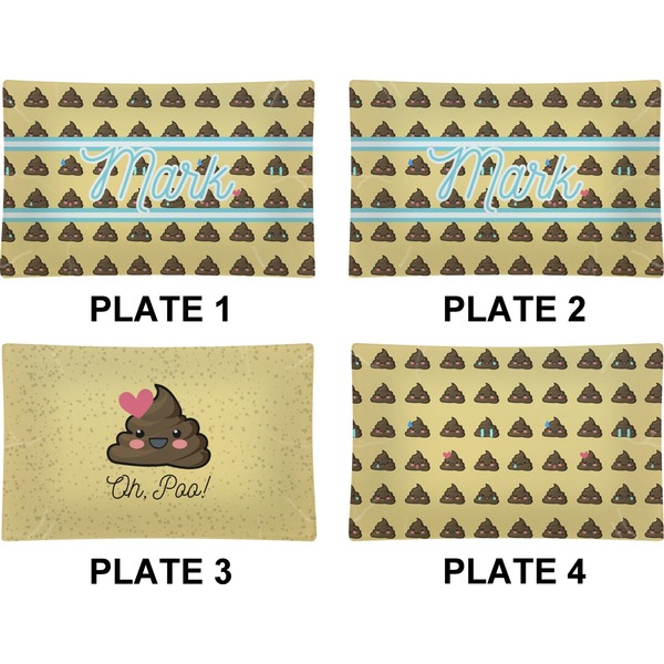 Poop Emoji Set of Rectangular Dinner Plates (Approval)