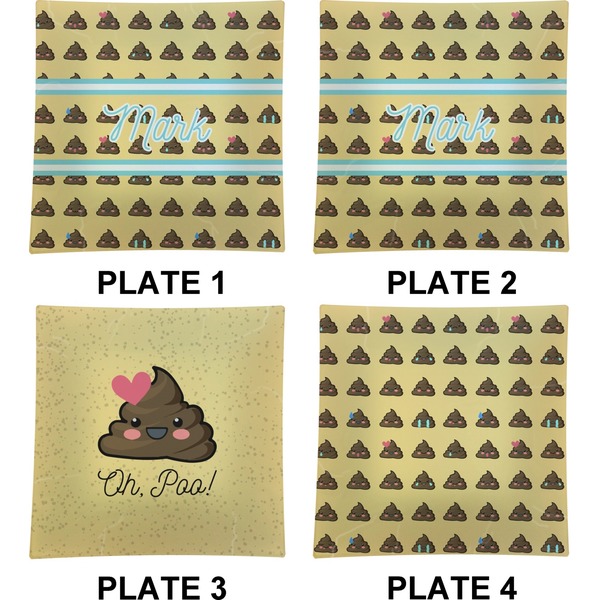 Poop Emoji Set of Square Dinner Plates (Approval)