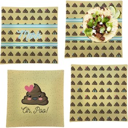 Poop Emoji Set of 4 Glass Square Lunch / Dinner Plate 9.5" (Personalized)