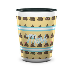 Poop Emoji Ceramic Shot Glass - 1.5 oz - Two Tone - Set of 4 (Personalized)