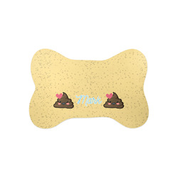 Poop Emoji Bone Shaped Dog Food Mat (Small) (Personalized)