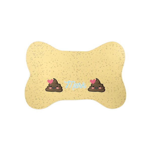 Custom Poop Emoji Bone Shaped Dog Food Mat (Small) (Personalized)