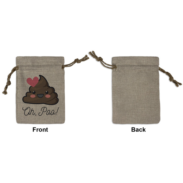 Poop Emoji Small Burlap Gift Bag - Front Approval