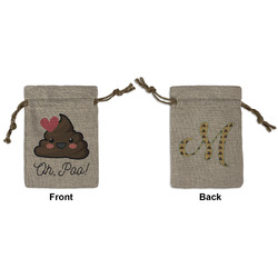 Poop Emoji Small Burlap Gift Bag - Front & Back (Personalized)