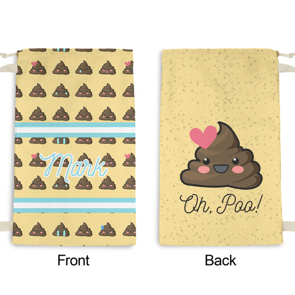Poop Emoji Small Laundry Bag - Front & Back View