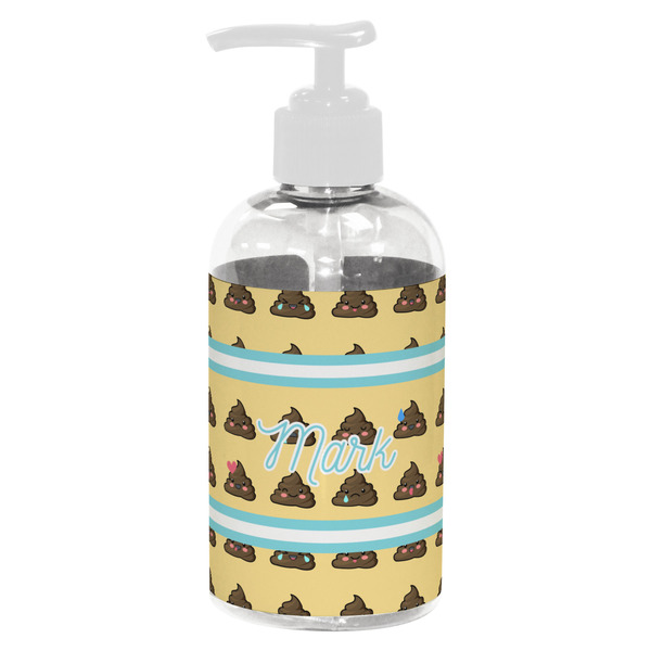Custom Poop Emoji Plastic Soap / Lotion Dispenser (8 oz - Small - White) (Personalized)