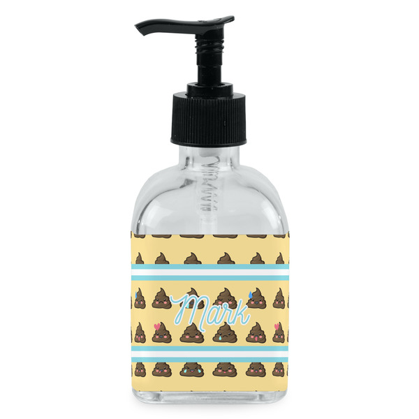 Custom Poop Emoji Glass Soap & Lotion Bottle - Single Bottle (Personalized)