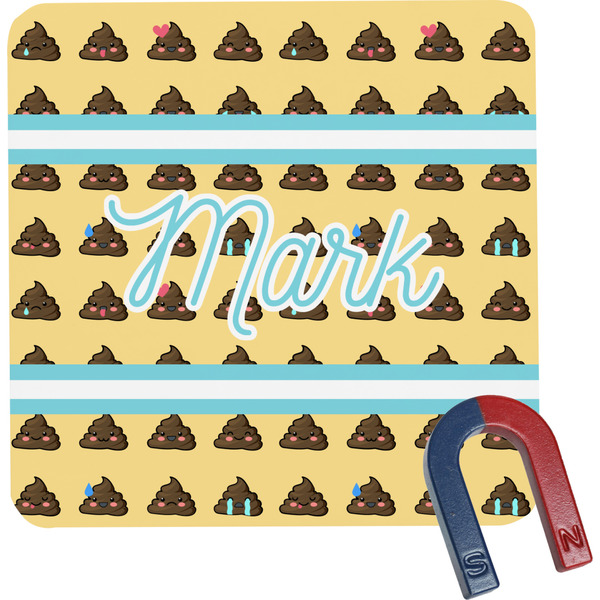 Custom Poop Emoji Square Fridge Magnet (Personalized)