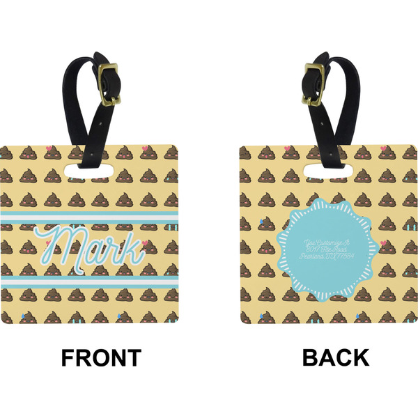 Poop Emoji Square Luggage Tag (Front + Back)