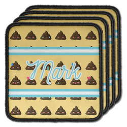 Poop Emoji Iron On Square Patches - Set of 4 w/ Name or Text