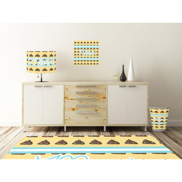 Poop Emoji Square Wall Decal Wooden Desk