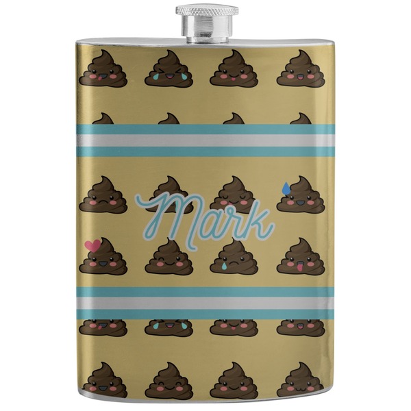 Custom Poop Emoji Stainless Steel Flask (Personalized)